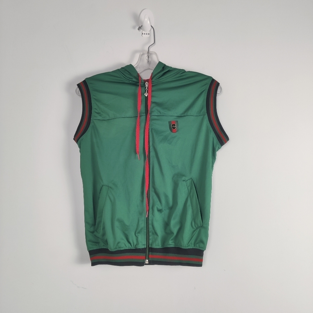 Kids' Athletic Zip-Up Hooded Vest Green Size L